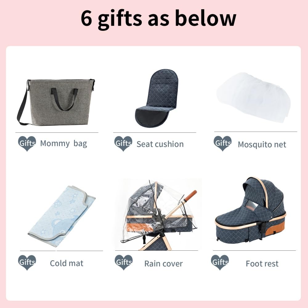 2 in 1 High View Convertible Baby Stroller,White