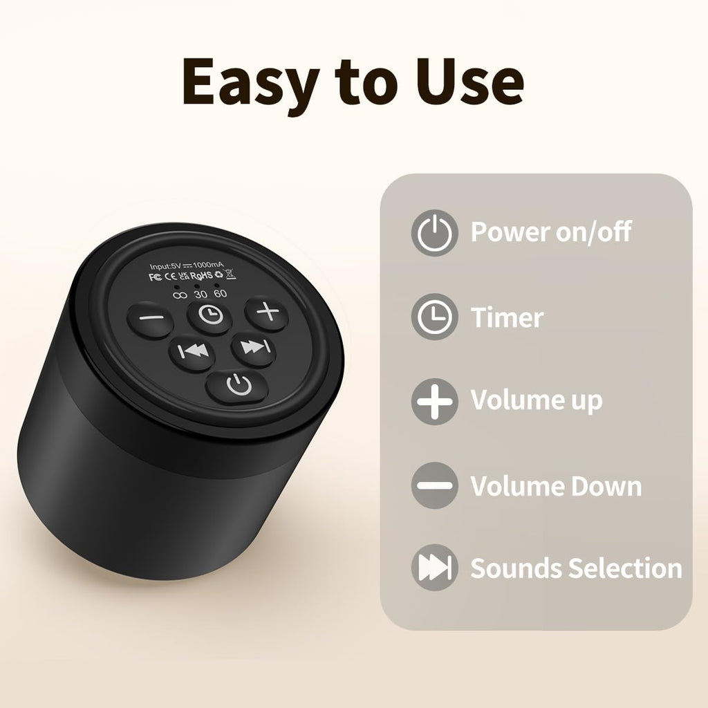 Portable Mini White Noise Machine Sound Machine with 30 Sounds for Newborn Kids Adults Rechargeable Sleep Brown Noise