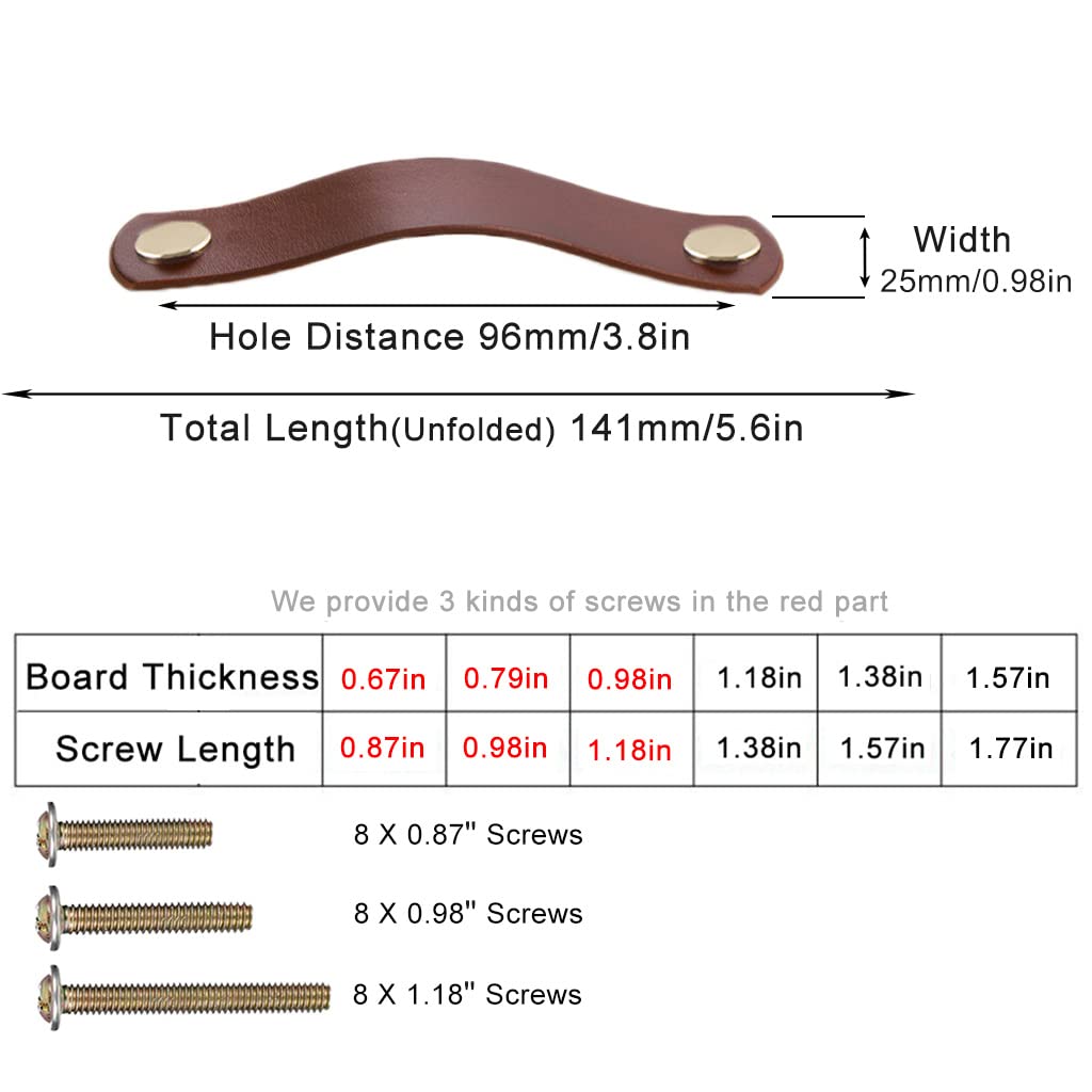4 Pack Soft Genuine Leather Drawer Pulls Handle,Wardrobe Cabinets Kitchen Closet Knobs Door Pulls Handles knobs