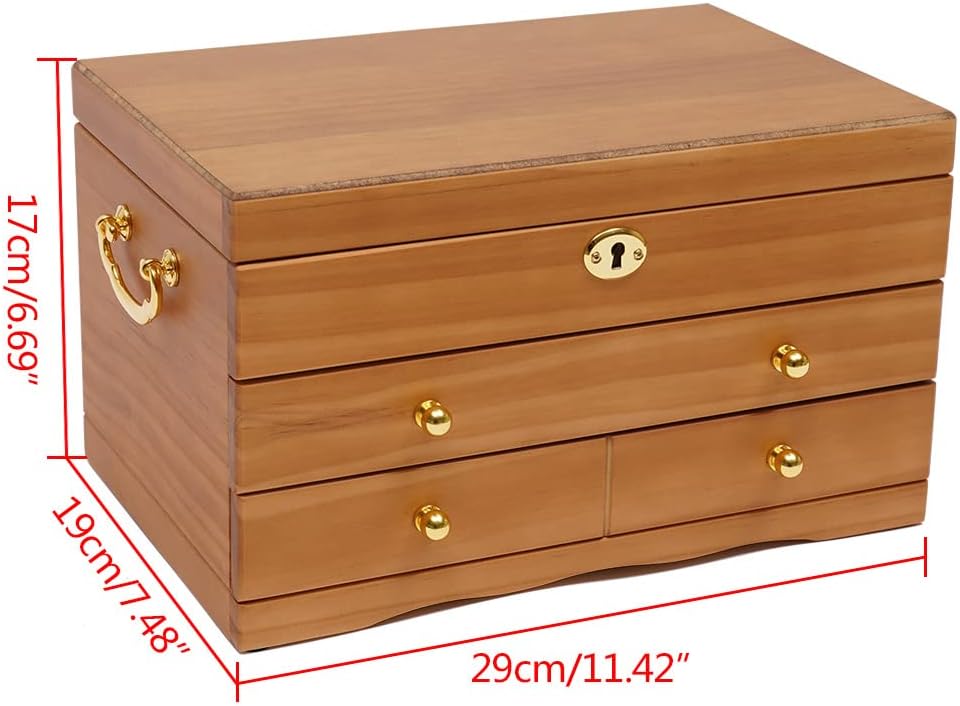 Extra Large 3 Layers Wooden Jewelry Box Jewelry Case Cabinet Armoire Ring Necklacel Gift Storage Box Organizer(3