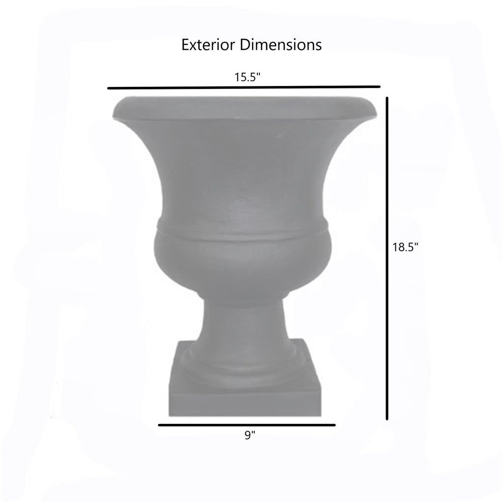 Urn Small Garden Planter, 17-inch, Black