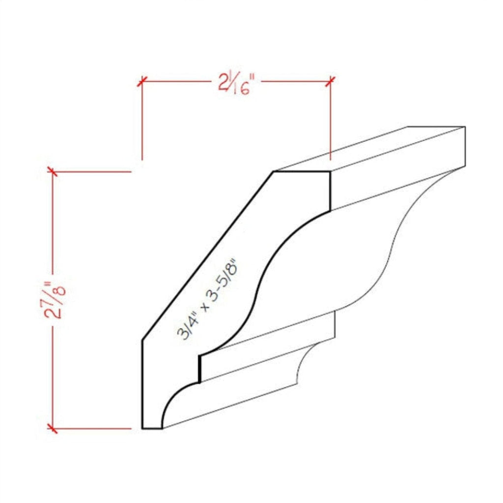 Colonial Crown Moulding Trim, 3/4" x 3-5/8", Cherry, 94"