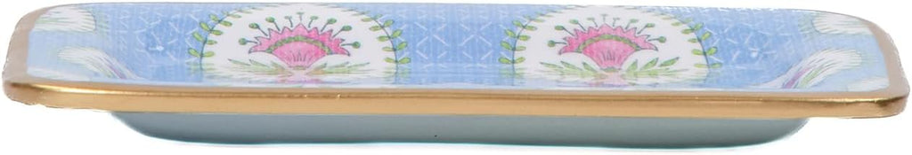 Decorative Trinket Tray, Jewelry Plate, Catchall Dish, Dresser, Nightstand, Entryway, Blue and Pink, Chinoiserie
