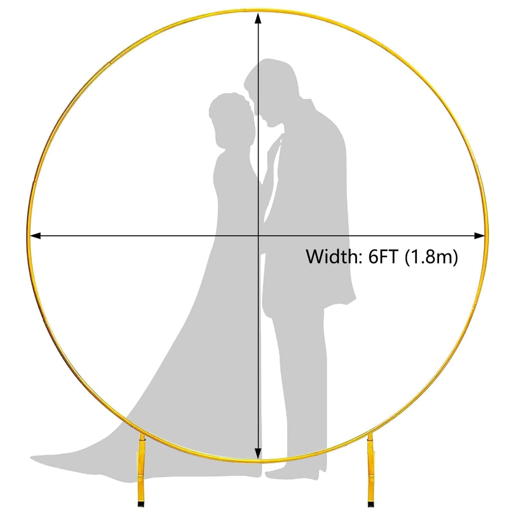 Round Backdrop Stand 6FT, Metal Balloon Arch Frame with Base for Ceremony