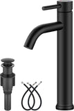 Matte Black Vessel Sink Faucet Bathroom Faucet Tall Stainless Steel Bathroom Sink Faucet Single Handle One Hole Round