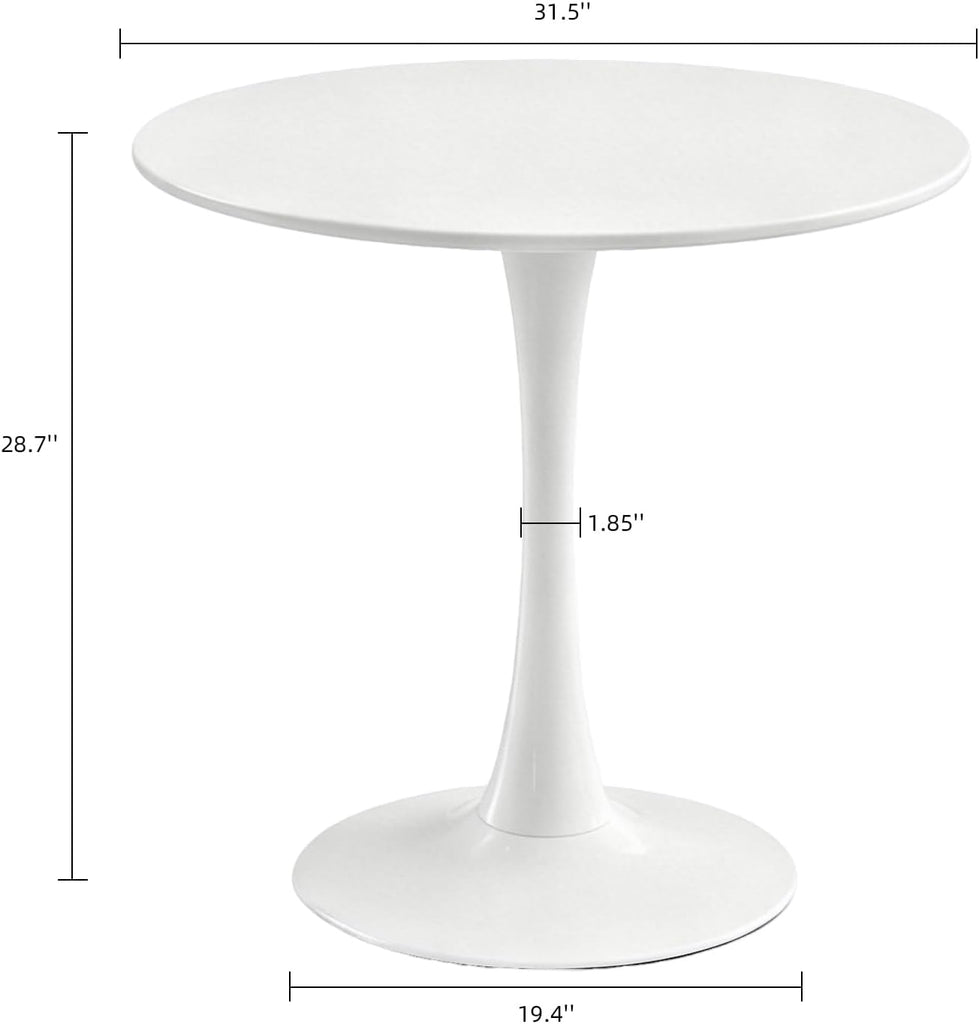 Inspired Saarinen Style Tulip Round Pedestal Dining Table — Pearl White, 31.5″ Round