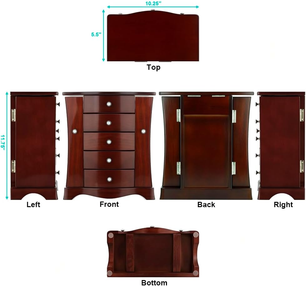 Solid Wood Jewelry Box Brown