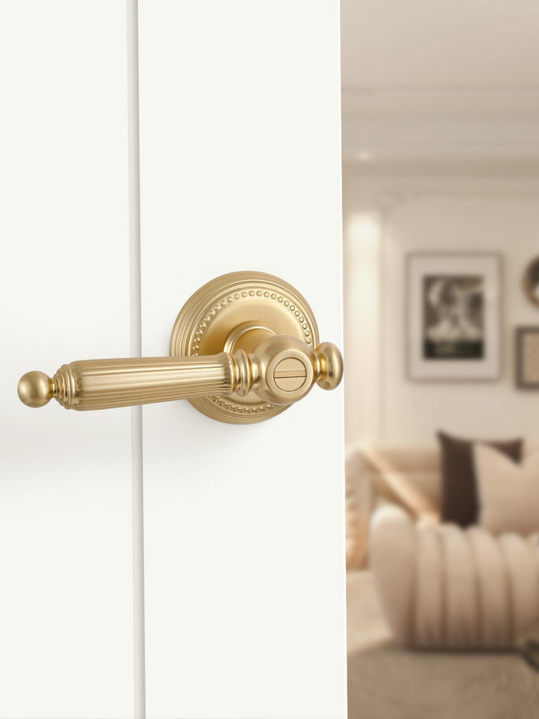 1 Pack Gold Door Lever Privacy Brushed Brass Door Handle Door Lever Bedroom and Bathroom Zinc Alloy