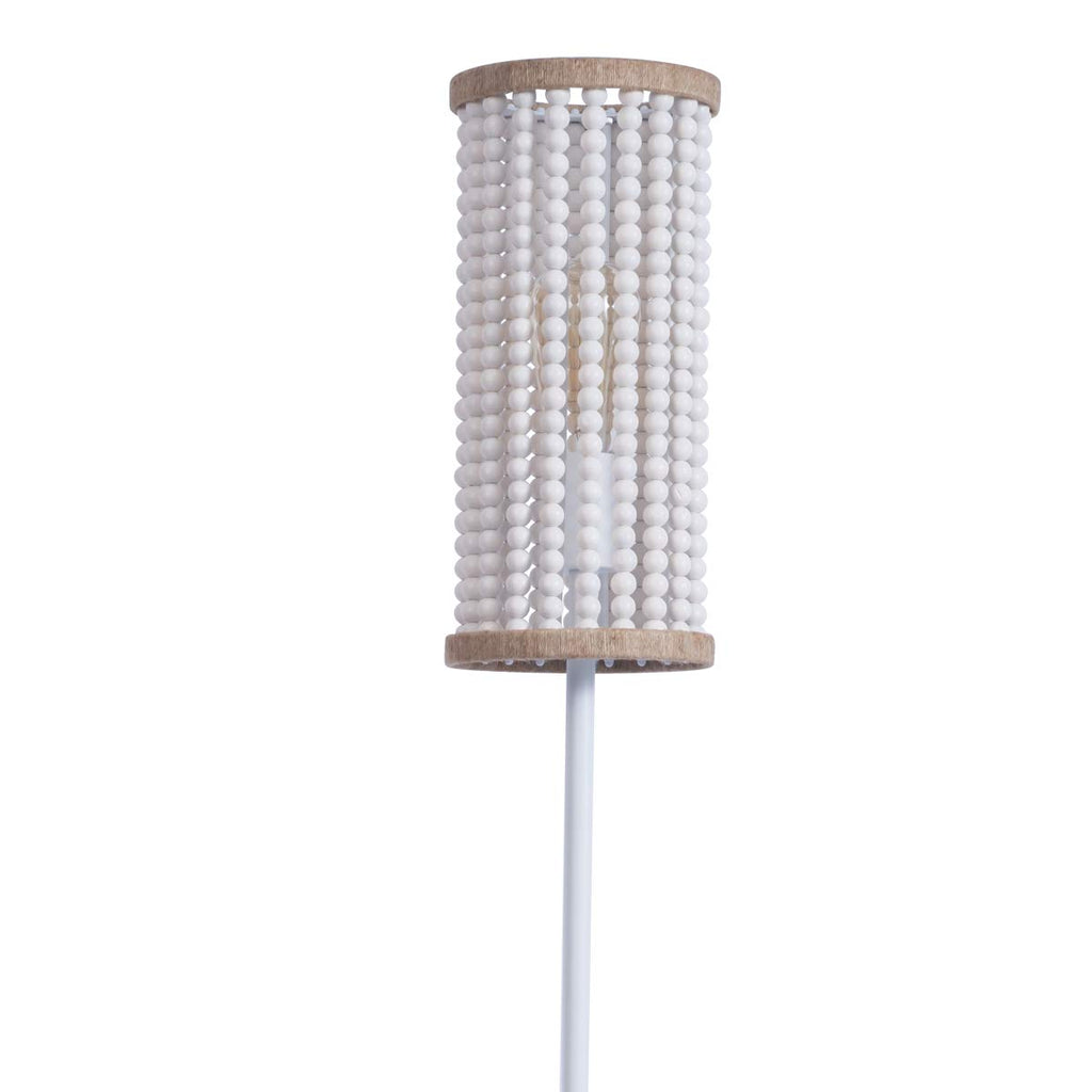 Bohemia Boho Floor Lamp with White Wood Beaded Shade, Girl Room