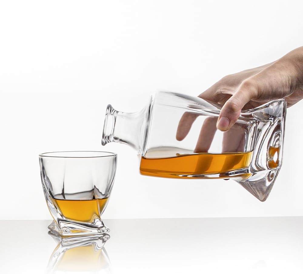 Whiskey Decanter 26 oz Twisted Shaped with Glass Stopper