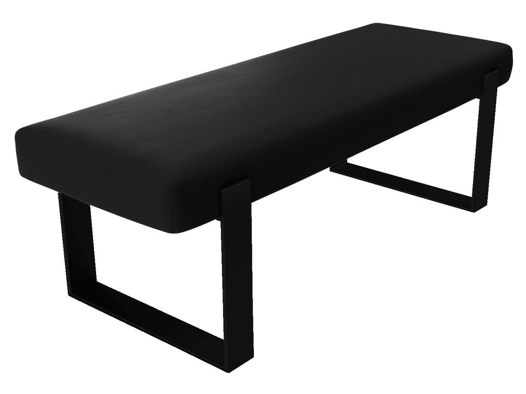 Upholstered Bed Bench, Vintage Leather Jet Black, Matte Black