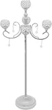 5 Arm Crystal Candelabra Centerpiece,49.2in Tall Floor Candelabra with Crystal Candle Holder Bowl,Silver Centerpiece