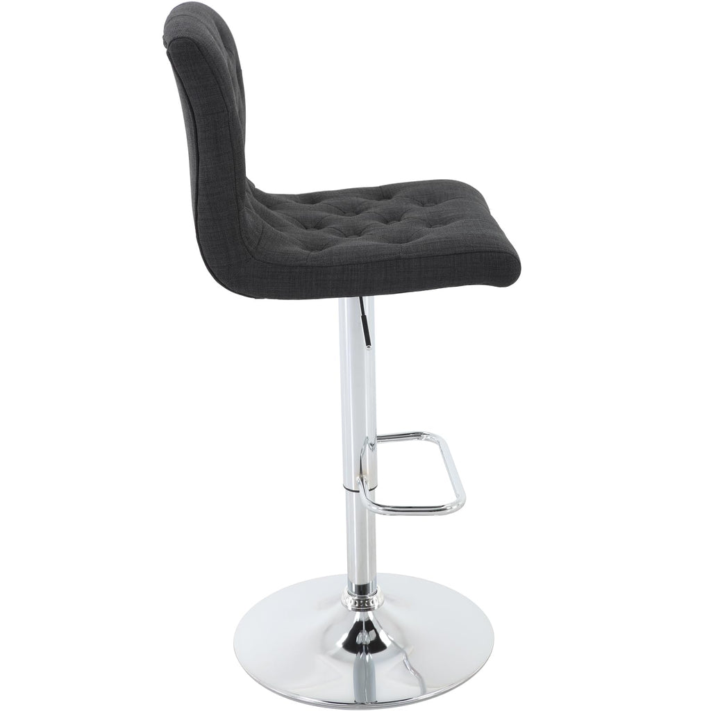 Tufted Fabric Bar Stools Set of 2 with Back, Charcoal Black