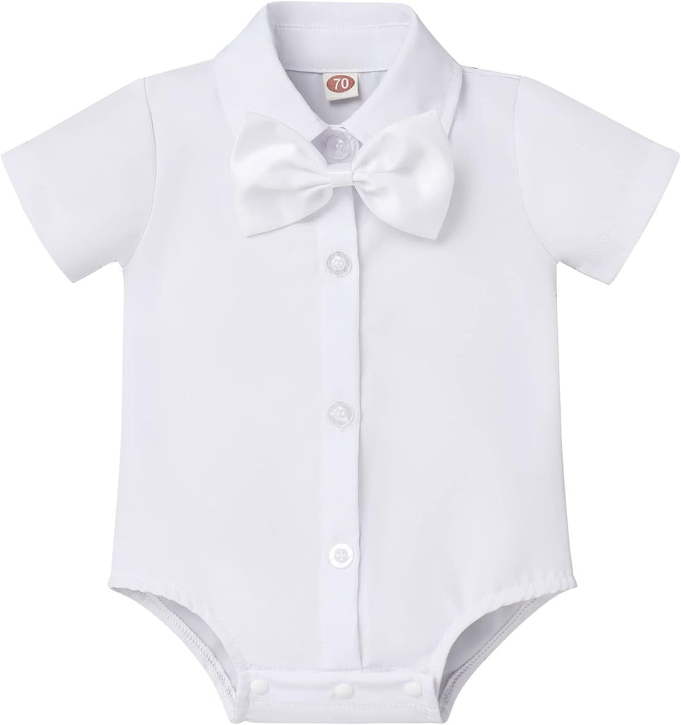Baptism Christening Outfit for Baby Boys Formal Suit Bowtie Romper Vest Shorts Wedding Tuxedo Gentleman Set