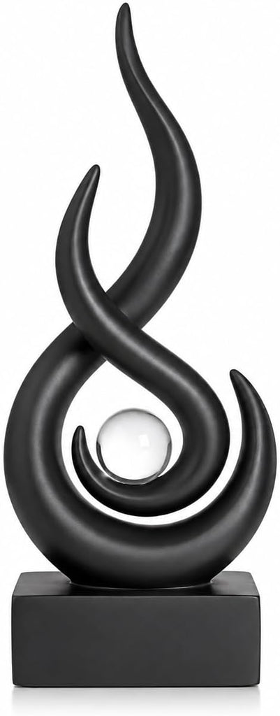 Abstract Sculpture Decor, Black Resin Art Statue | Contemporary Home Decor Accent , Bookshelf, Coffee Table, Office
