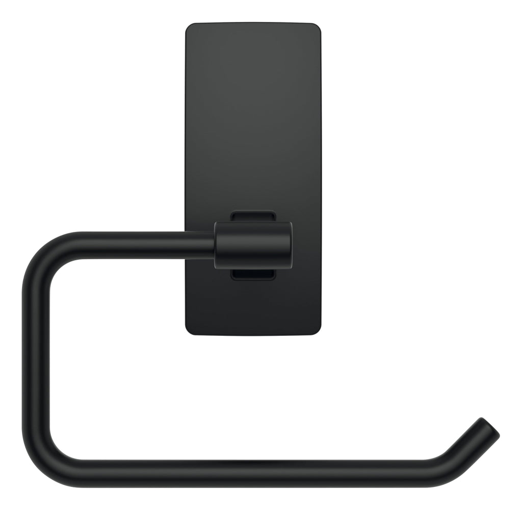 Toilet Paper Holder, Matte Black, 1 Holder, 2 Strips