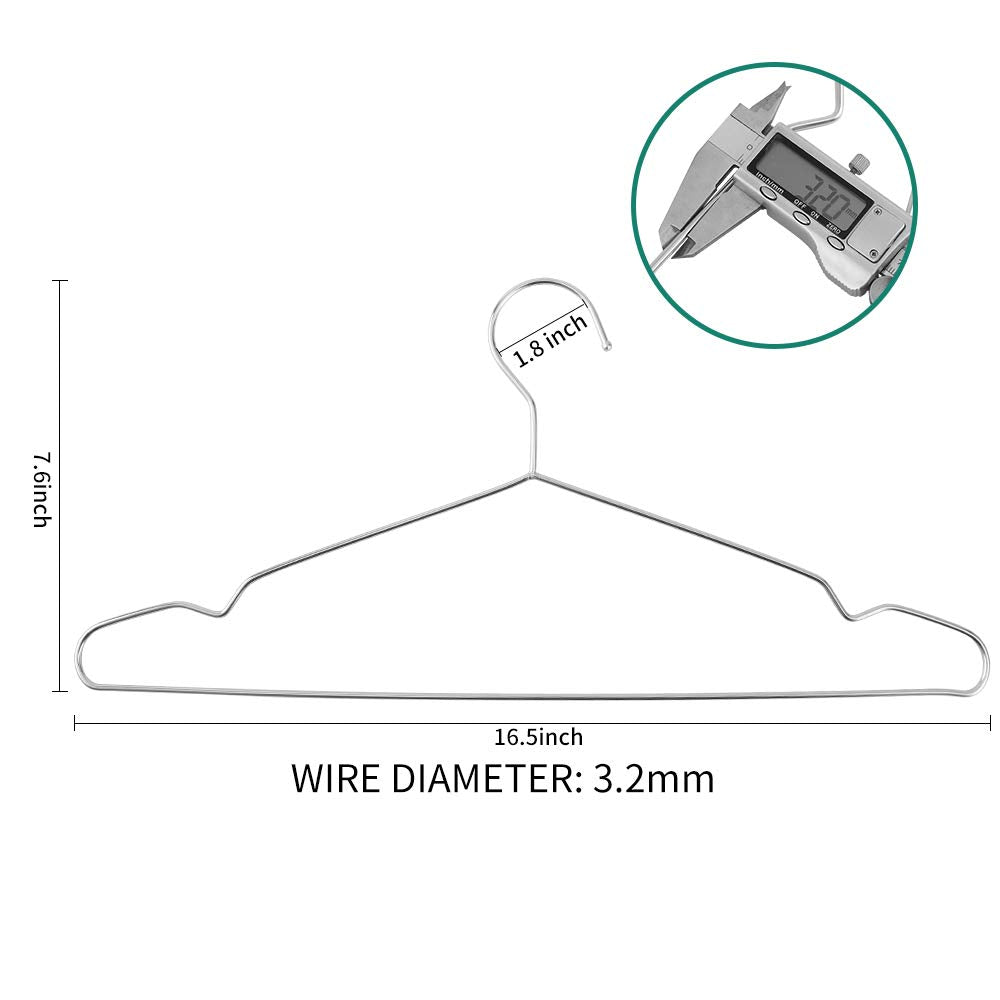 Metal Hangers Clothing Heavy Duty for Closet Stainless Steel Hanger 16.5in by 80 Pack