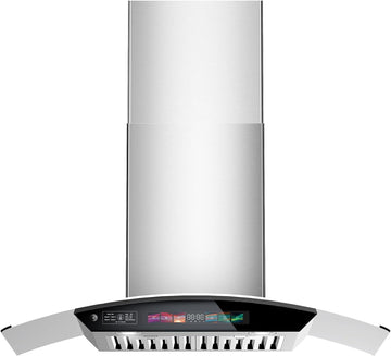 30 Inch Stainless Steel Wall Mount Range Hood 900 CFM 4 Speed Voice, Gesture & Touch Control Glass Canopy, Memory Function