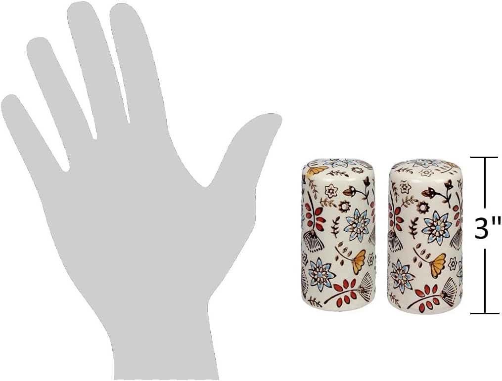 Country Floral Salt and Pepper Shakers, Unique Flower S&P Shaker Set - Set of 2