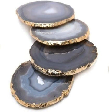 Natural Agate Coasters Bar Beer Coffee Tea Coaster Coasters - Perfect Table Accessories Tableware (Natural - Set of 4