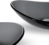 Aquaterior Tempered Glass Bathroom Vessel Sink Oval Vanity Above Counter Top Mount Basin Clear Grey Industrial Modern