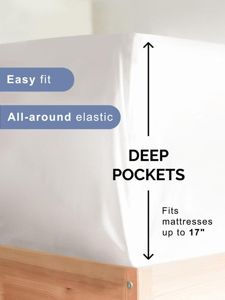 Soft Microfiber Eyelet Lace Embroidery 4 Piece Sheet Set - Luxurious Microfiber Bed Sheets - Includes Flat Sheet