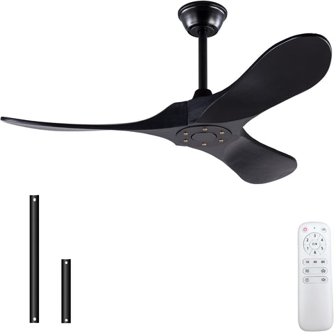 42 Inch Solid Wood Ceiling Fan with Remote,Black Ceiling Fan no Light,6 Speeds,Noiseless,Reversible DC Motor,Modern Ceiling Fans without Lights for Outdoor Indoor Bedroom Farmhouse,Patios A101-B0CG69D1ZZ