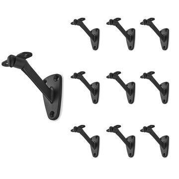 Easy Install Handrail Support Brackets, 10 Pack Matte Black 4 Inch Stair Brackets for Wooden Railing, Includes