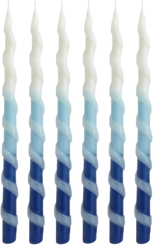 Deluxe Twisted Spiral 45 Blue & White Ombre Hanukkah Candles for All 8 Nights of Chanukah Burn Time 1-Hour - Set of 45