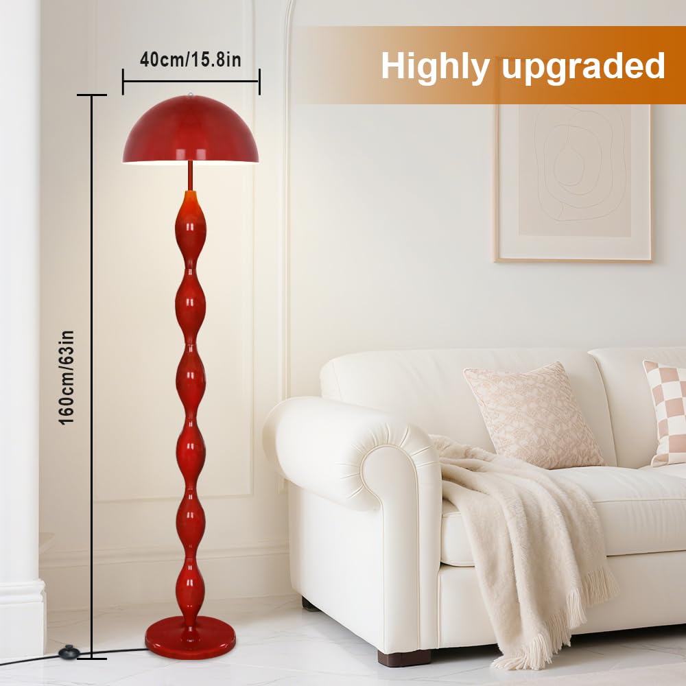 Red Mushroom Floor Lamps, Unique Standing Light