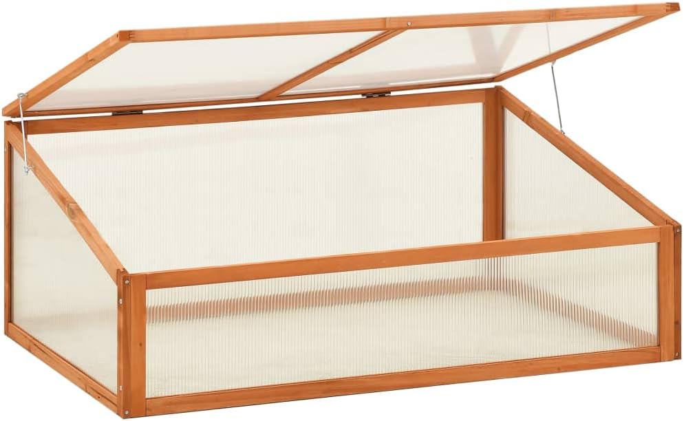 Wooden Greenhouse 39.4"x25.6"x15.7" Solid Firwood Cold Frame for Outdoor Garden Plants and Herbs, Raised Planter