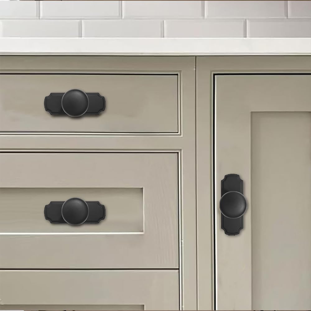 10 Pack Backplate for Cabinet Knobs Matte Black Cabinet Hardware Knob Backplate/Back Plate