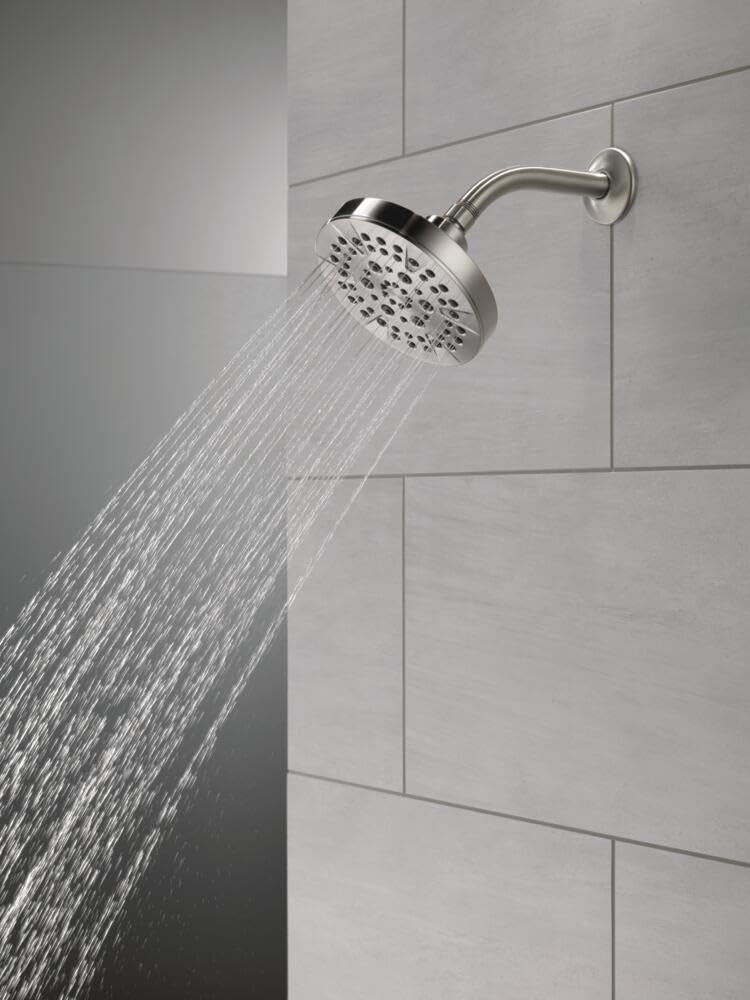 6-Setting Chrome Shower Head with High Pressure Spray, 6 Inch Round Shower Head, Showerheads, 1.75 GPM Flow Rate