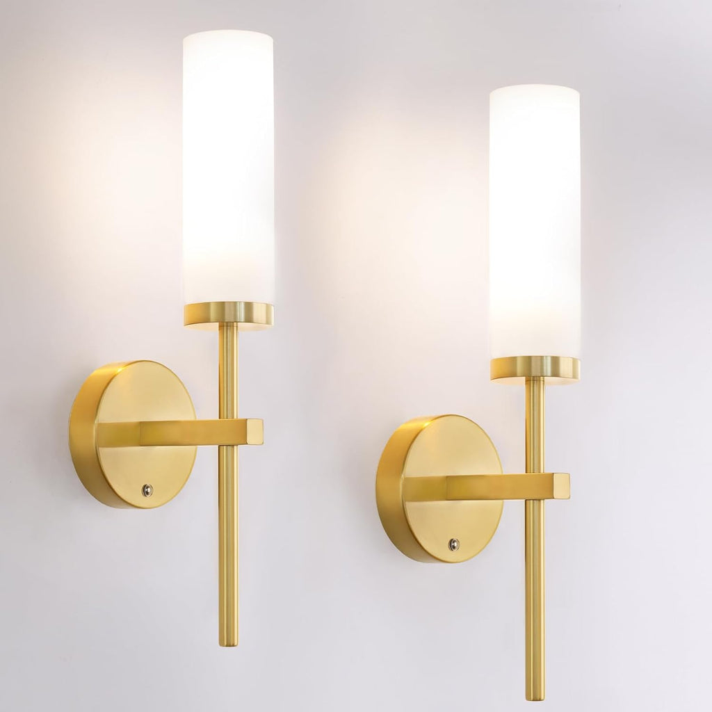 Battery Operated Wall Sconces Set of 2, Gold Rechargeable Wall Lighting Fixtures, Dimmable Wall Lights with Remote &