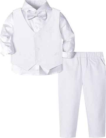 Baptism Outfit for Boy Toddler Christening Suit Dedication White