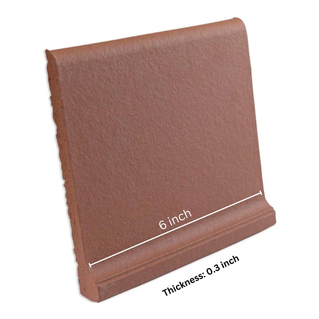 6x6 Colonial Red Quarry Cove Base Tile, Matte Non-Slip Ceramic for Sanitary Wall-to-Floor Edge, Indoor & Outdoor