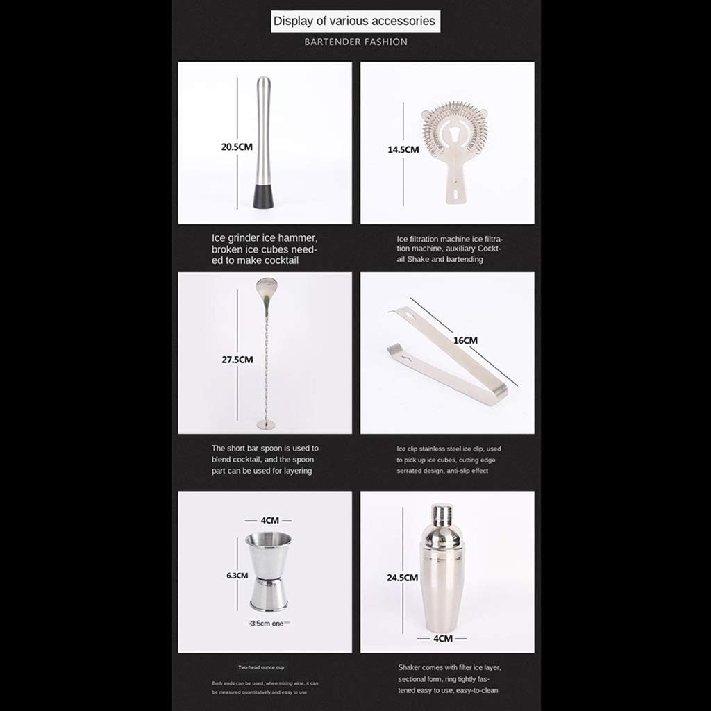 Cocktail Bartender Kit with Stand, Stainless Steel Shaker Home Bar Tools Set - Set of 10