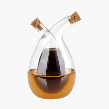 Olive Oil and Vinegar Dispenser Bottles Cruet, Kitchen 2 in 1 Glass Oil and Vinegar Dispenser, Dual Glass Oil