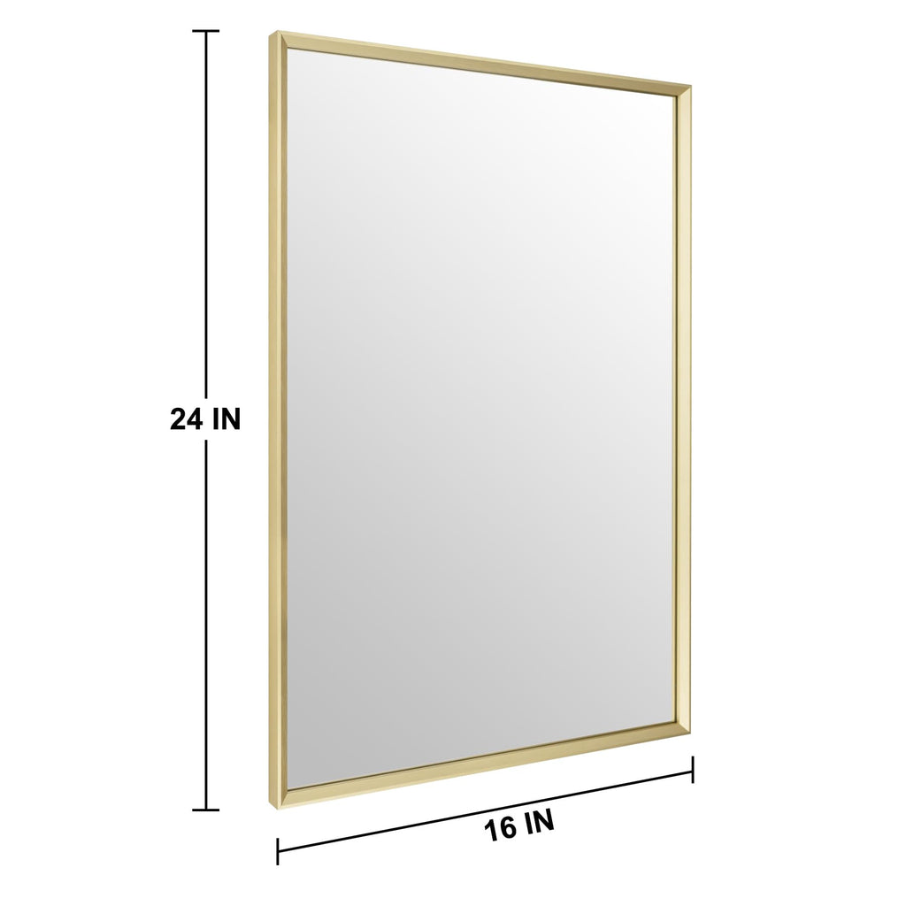 Bathroom Mirror for Wall, 24x16 Inch Framed Vanity Mirror Brushed Gold