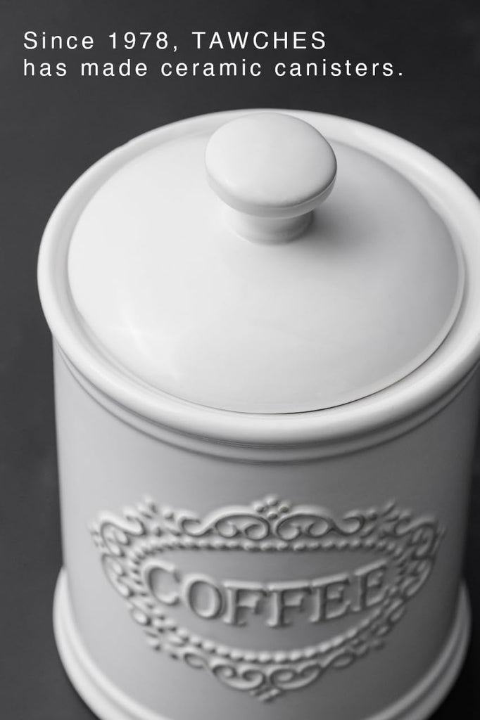 Ceramic Canisters Sets For The Kitchen Canisters For Countertop Airtight Coffee Canisters For Ground Coffee - Set of 3