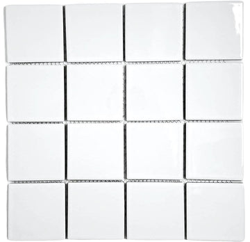 5 sq.ft. White 3x3 Porcelain Tile - Polished Square Mosaic Backsplash, Bathroom Walls, Showers, Countertops, Pools