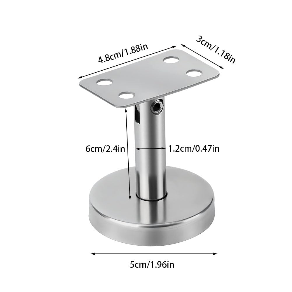 4pcs Adjustable 304 Stainless Handrail Brackets, Ground-Type Upright Column Support Bracket, Stairway Hardware Railing
