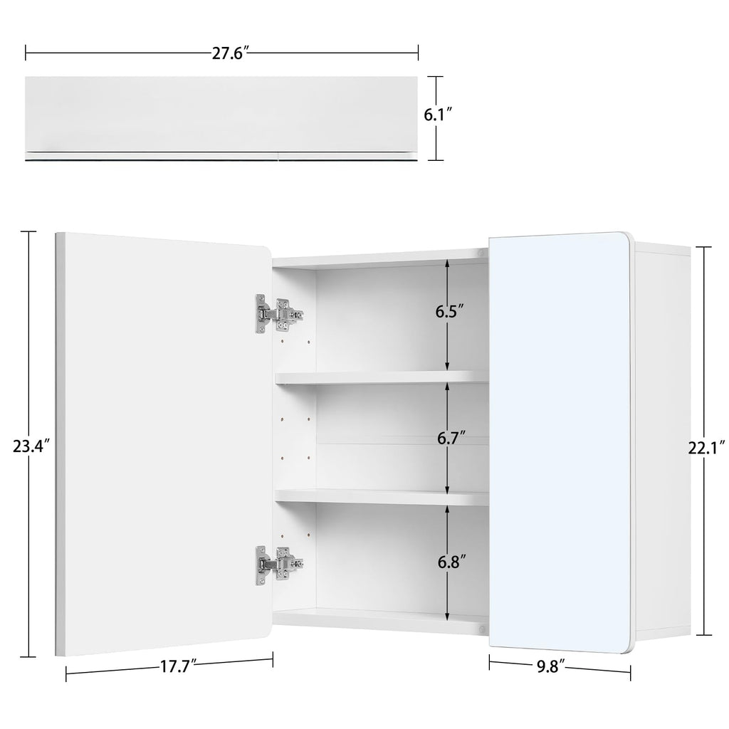 Medicine Cabinet Mirror with 2 Doors, Mount or Recessed Bathroom Wall Cabinet, Bathroom Mirror with Storage 3