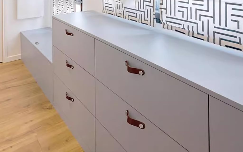 10 Pack Soft Genuine Leather Drawer Pulls Handle 5-1/2 x 1",Wardrobe Kitchen Closet Knobs Door Cabinets Pulls Handles
