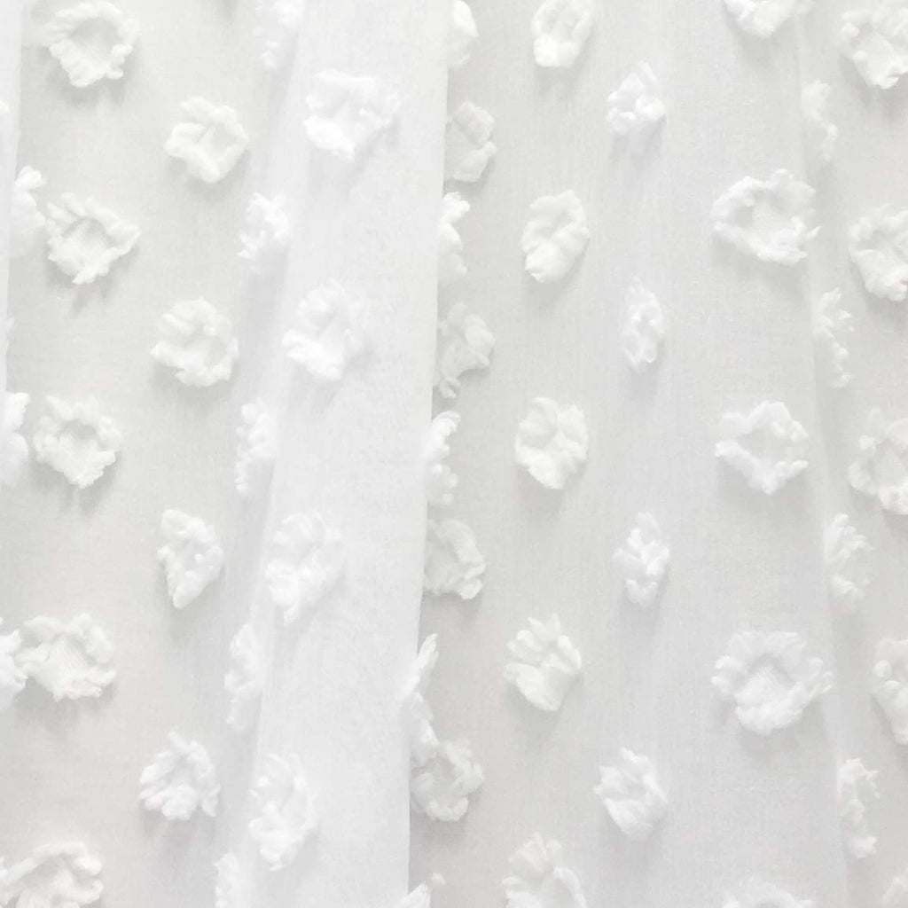 Kitchen Curtain Valance for Windows 18 Inch White Sheer Voile Chiffon Curtains Living Room Embroidered Pom Pom Light