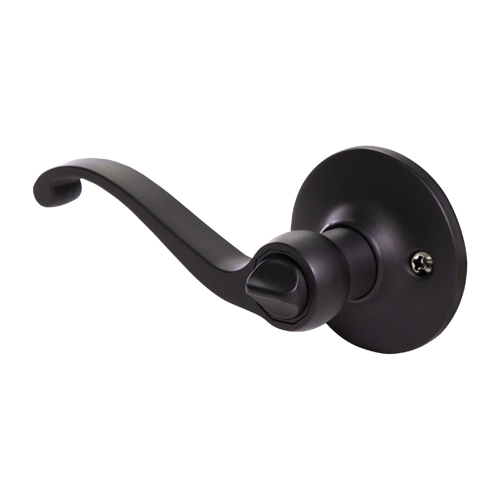 Scroll Privacy Door Lever, Matte Black