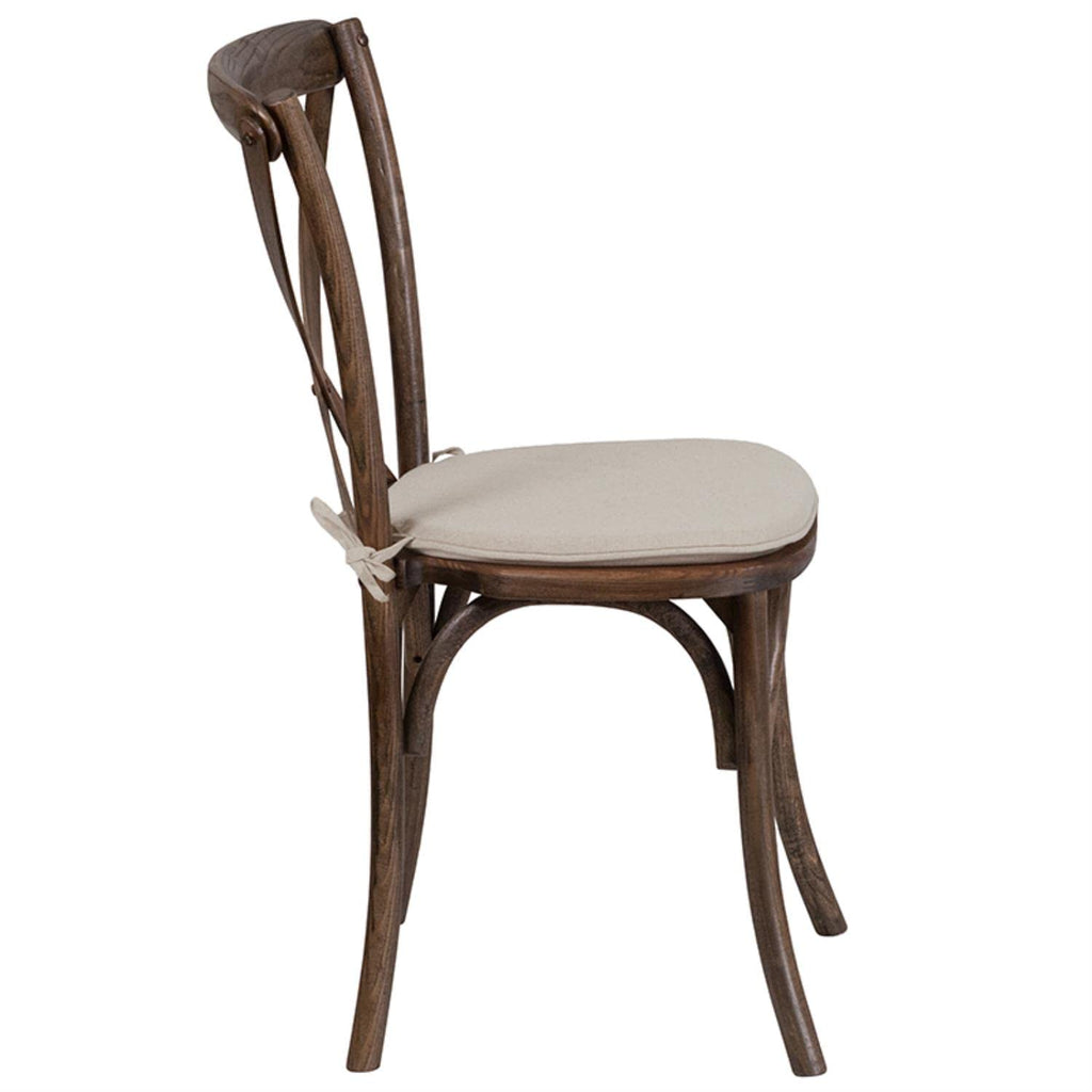 Wood Cross Back Stackable Chair with Cushion