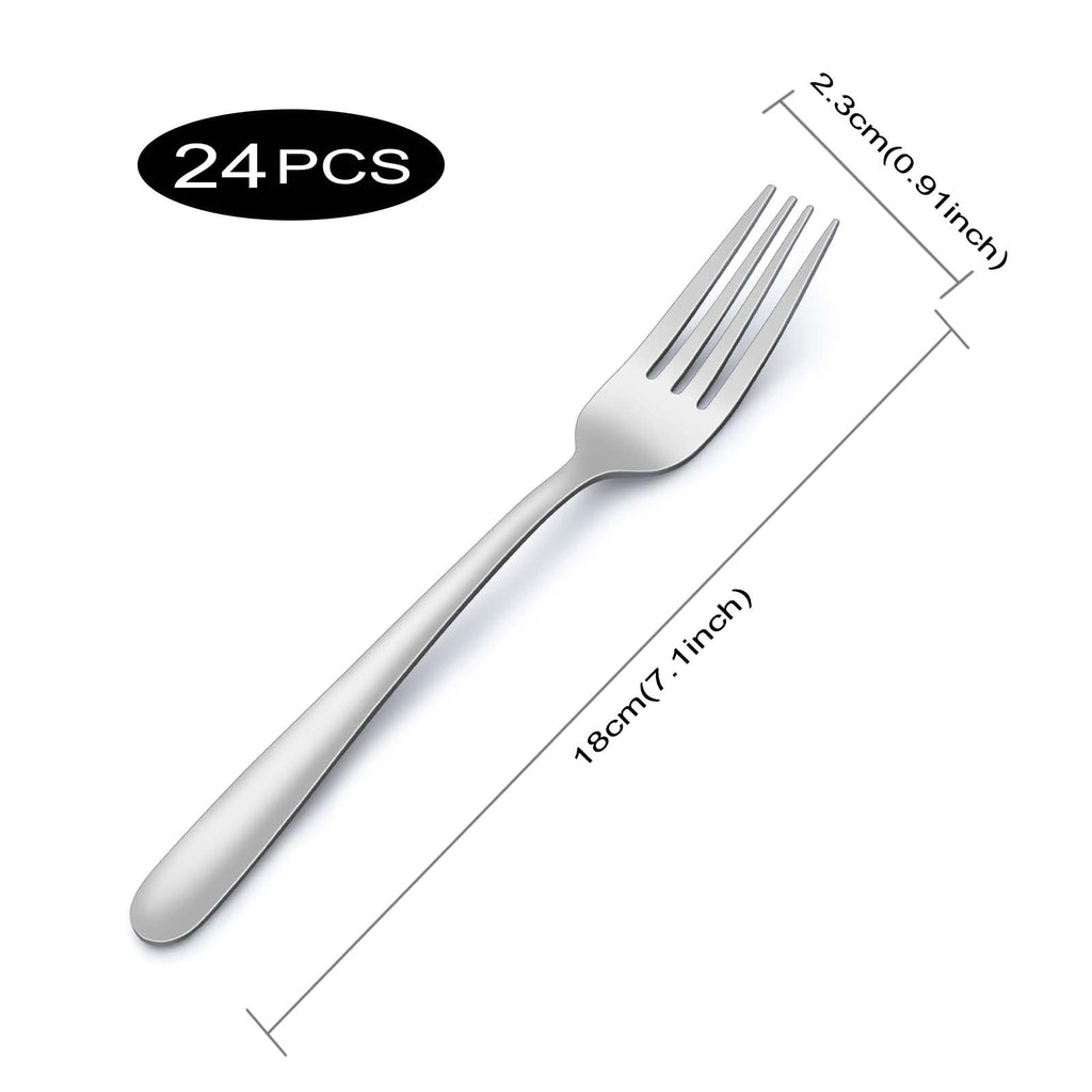 24-Pcs Dinner Forks, 7.1 Inch Forks Silverware, Silverware Forks, Stainless Steel Forks, Mirror Polished Forks