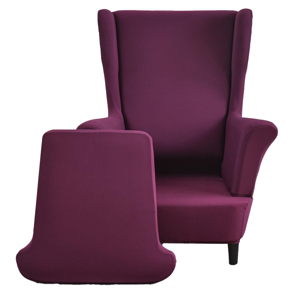 Wingback Chair Slipcover 2 Piece Stretch Armchair Cover Furniture Protector Washable Spandex Wing Fuchsia Chair Covers
