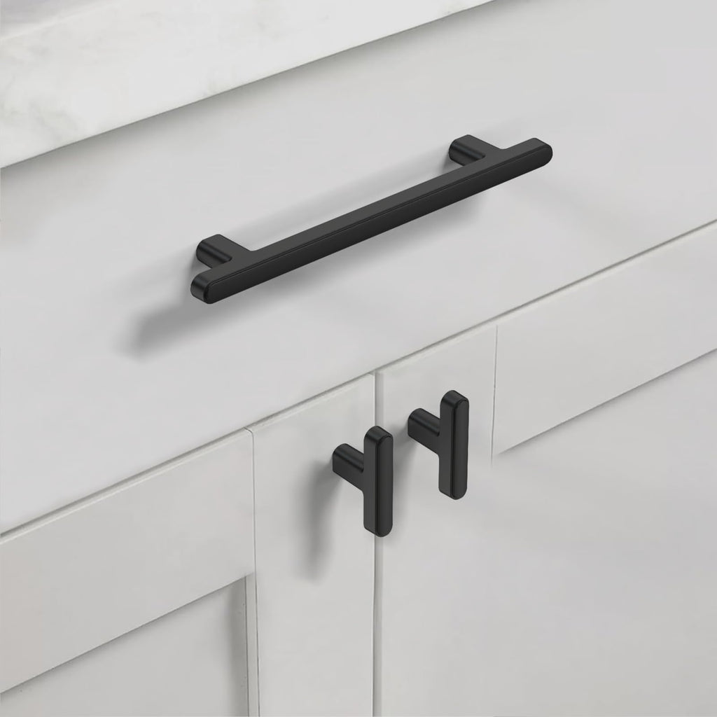 20 Pack 5 Inch(128mm) Matte Black Cabinet Pulls Heavy-Duty Solid Kitchen Cabinet Handles Black Drawer Hardware s